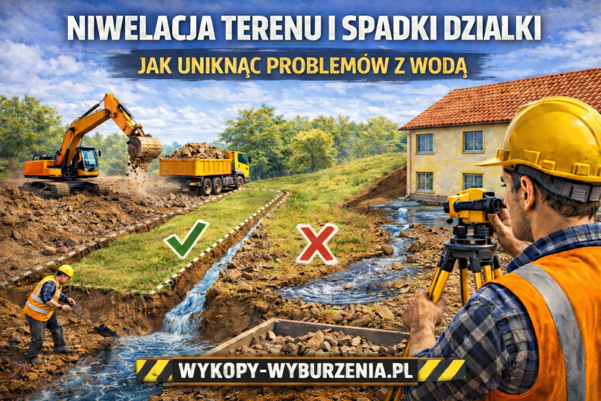 Niwelacja terenu i spadki działki – jak uniknąć problemów z wodą