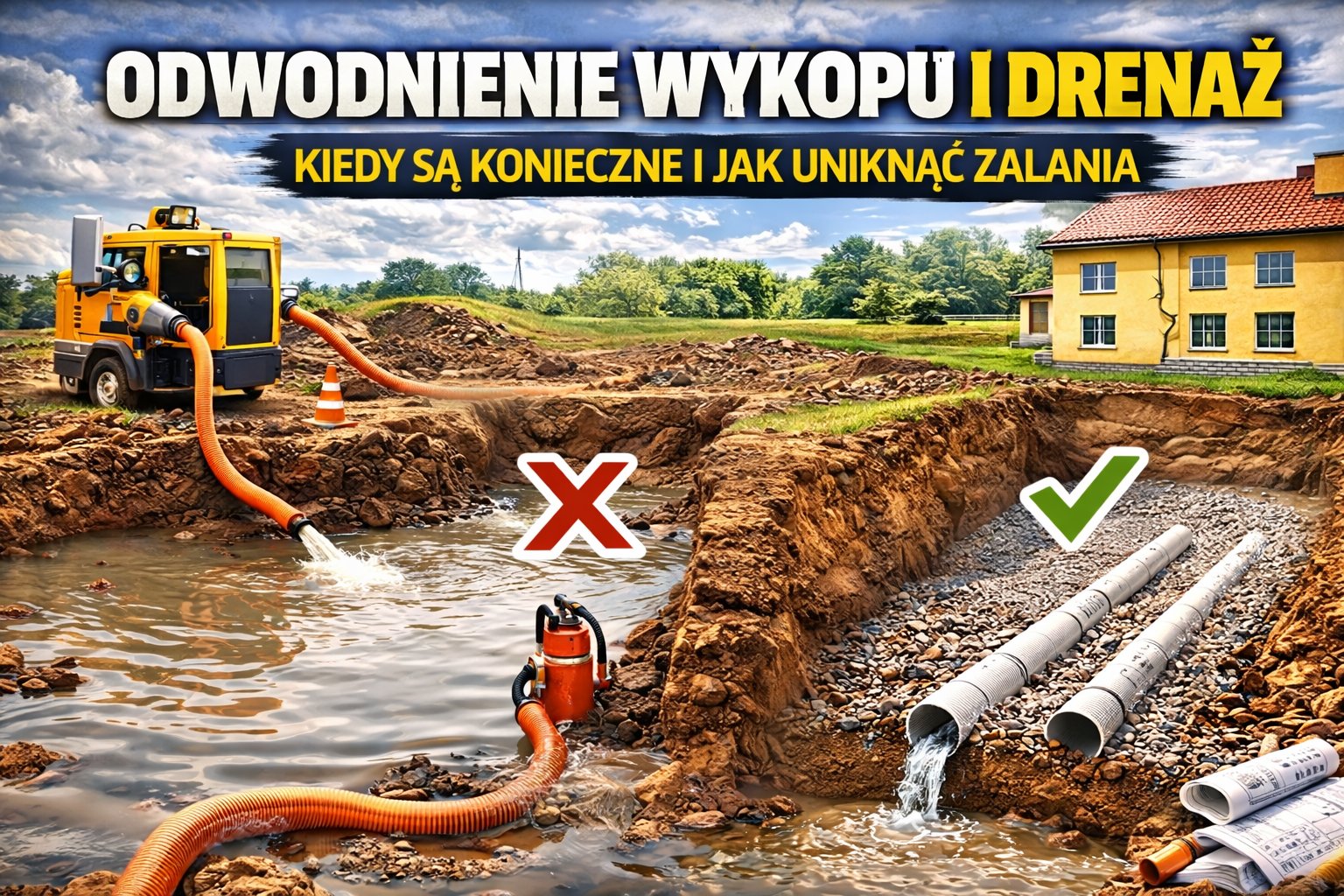 Odwodnienie wykopu i drenaż – kiedy są konieczne i jak uniknąć zalania