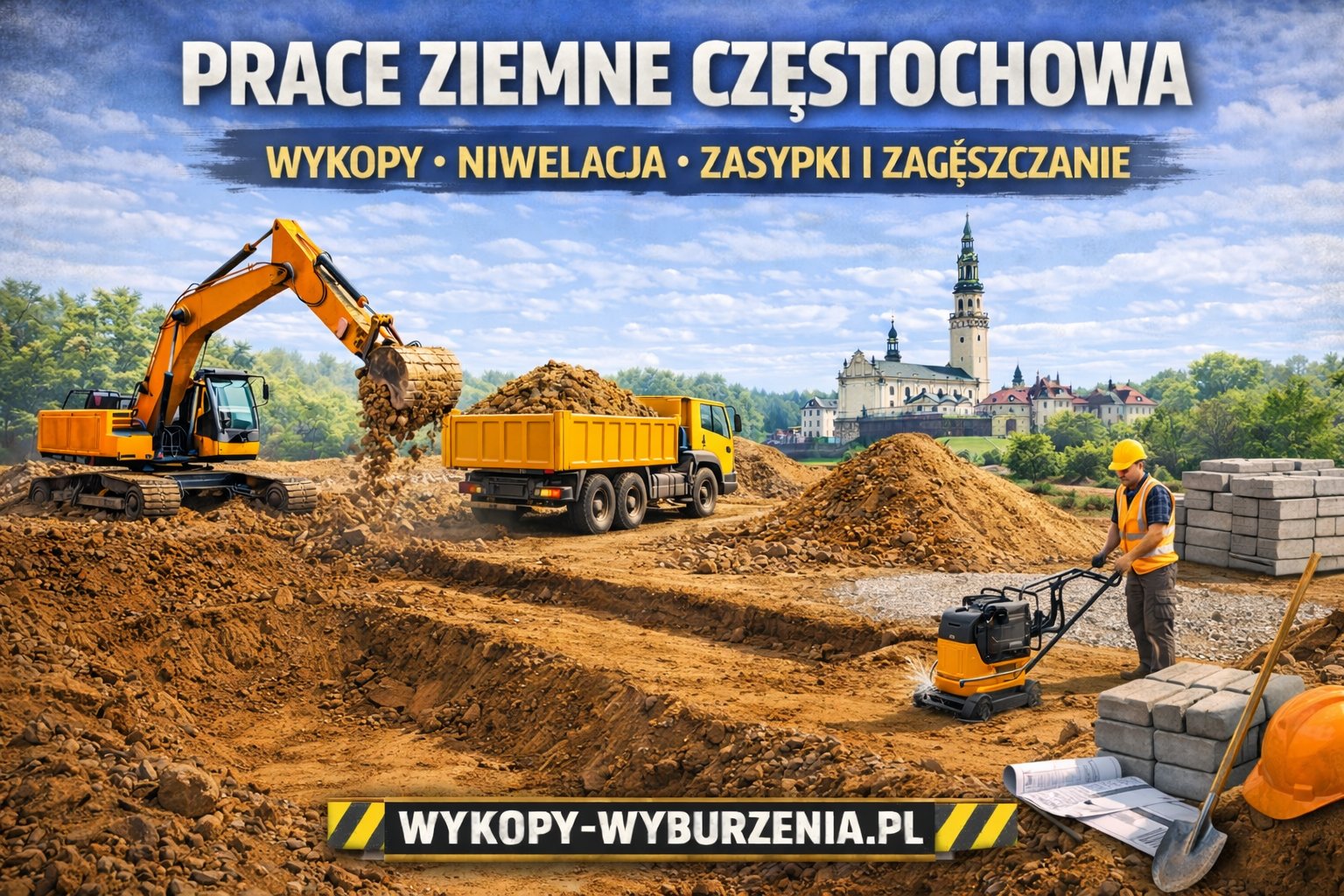 Prace ziemne Częstochowa – wykopy, niwelacja, zasypki i zagęszczanie | Wykopy-Wyburzenia.pl