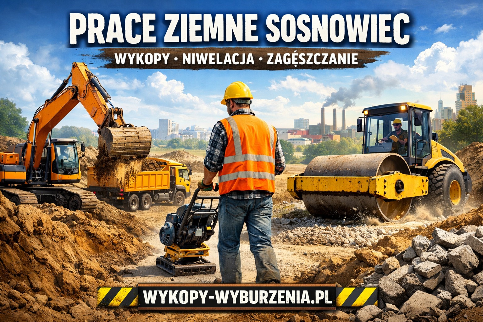 Prace ziemne Sosnowiec – wykopy, niwelacja, zagęszczanie | Wykopy-Wyburzenia.pl