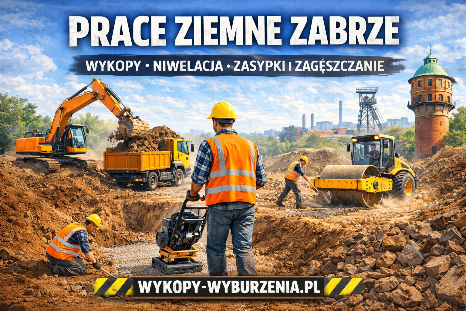 Prace ziemne Zabrze – wykopy, niwelacja, zasypki i zagęszczanie | Wykopy-Wyburzenia.pl