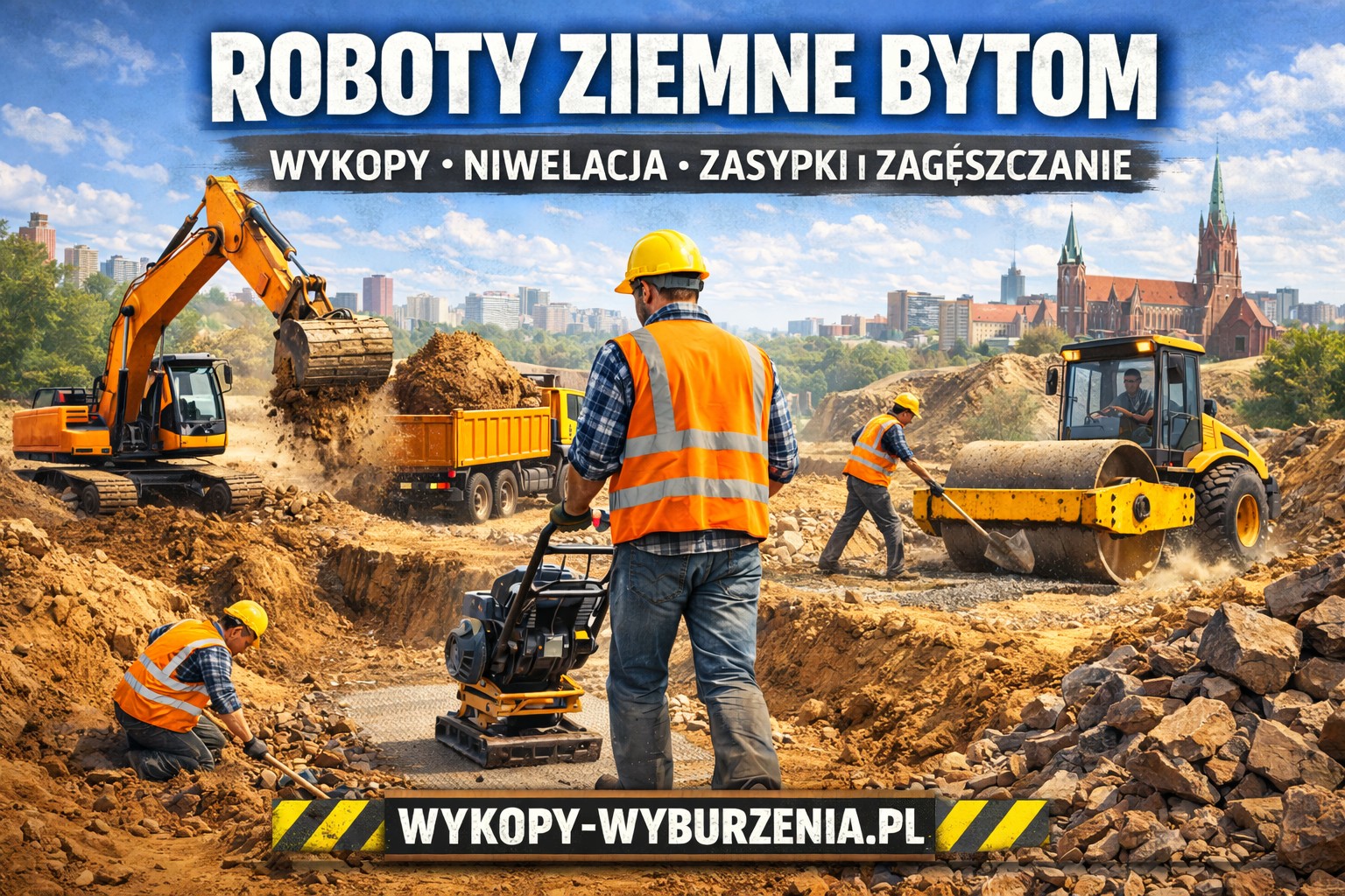 Roboty ziemne Bytom – wykopy, niwelacja, zasypki i zagęszczanie | Wykopy-Wyburzenia.pl