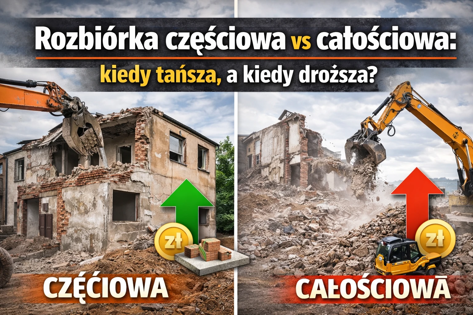 Rozbiórka częściowa vs całościowa: kiedy tańsza, a kiedy droższa?