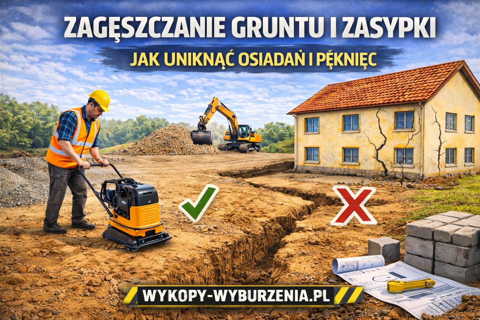 Zagęszczanie gruntu i zasypki – jak uniknąć osiadań i pęknięć