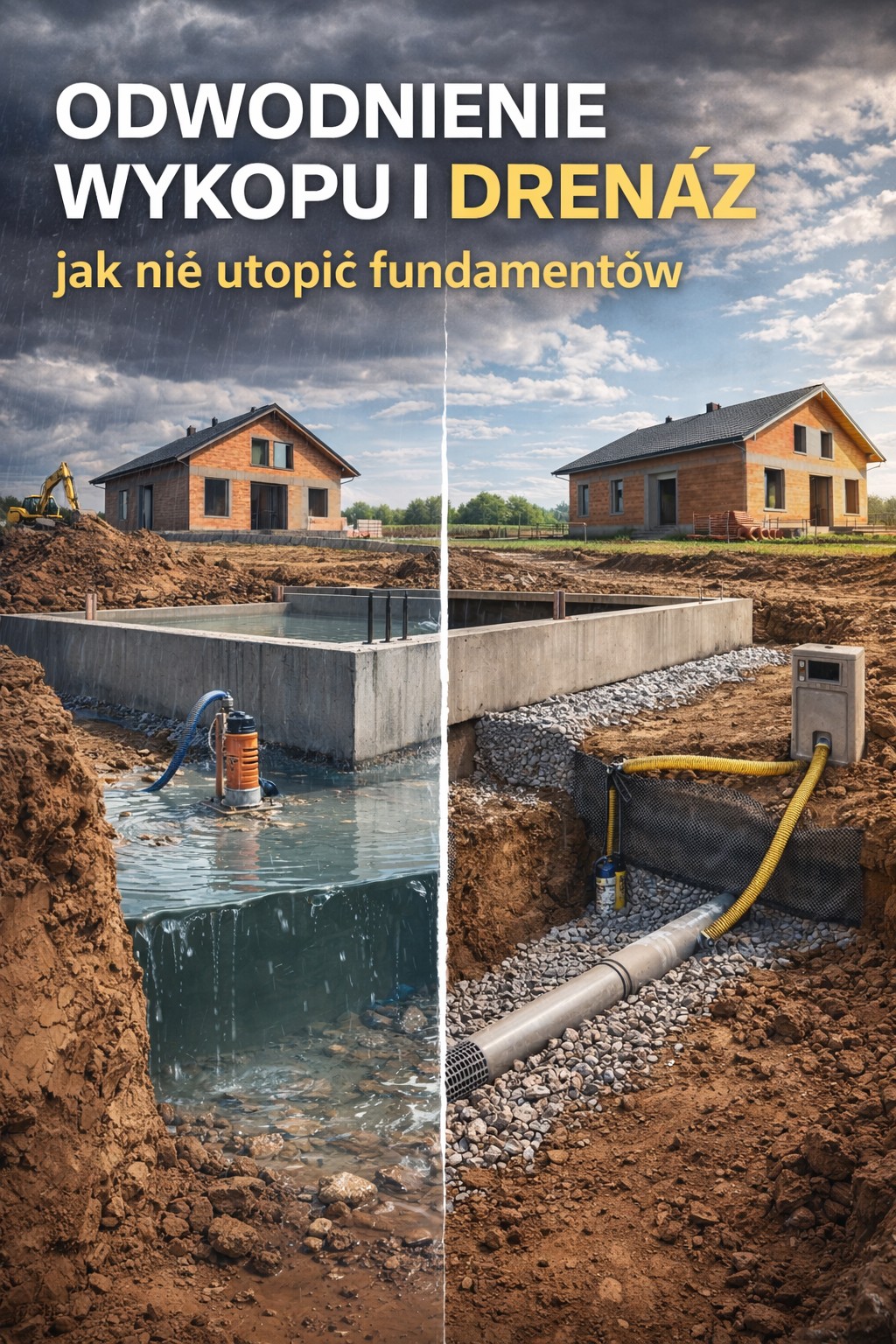 Odwodnienie wykopu i drenaż: jak nie utopić fundamentów