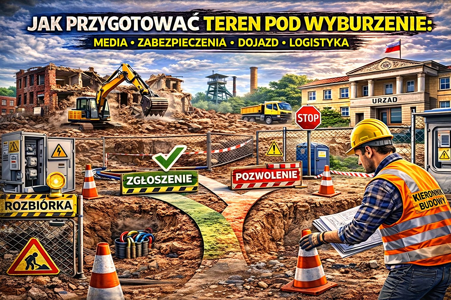 Jak przygotować teren pod wyburzenie: media, zabezpieczenia, dojazd, logistyka