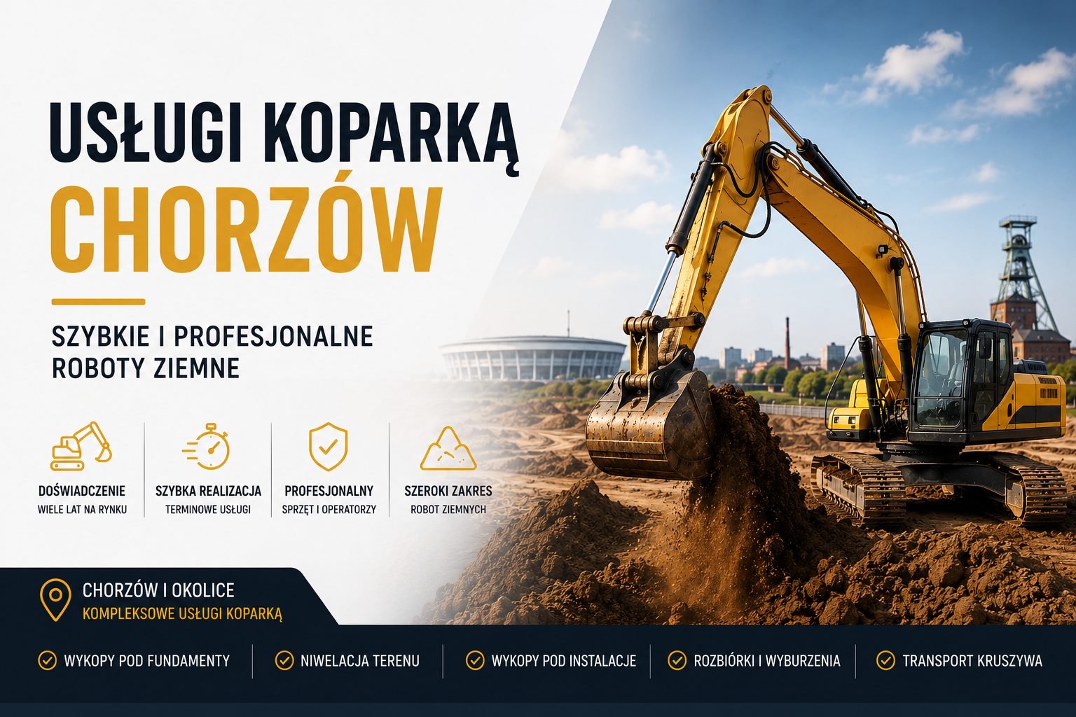 Usługi koparką Chorzów – szybkie i profesjonalne roboty ziemne