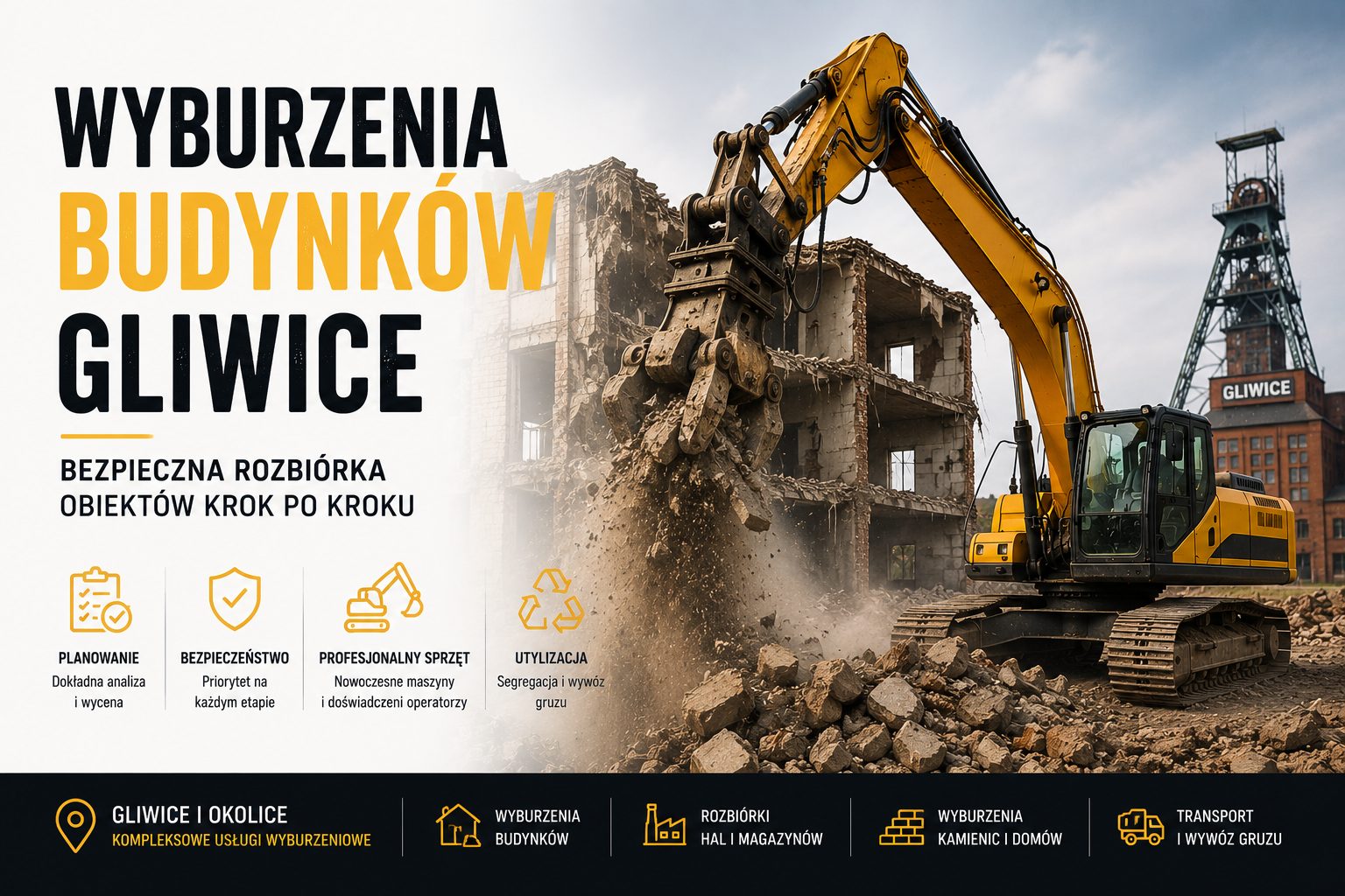 Wyburzenia budynków Gliwice – bezpieczna rozbiórka obiektów krok po kroku