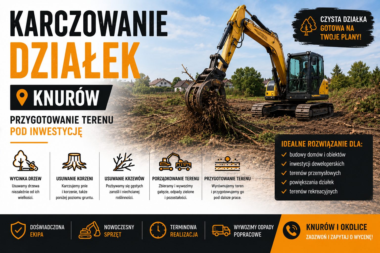 Karczowanie działek Knurów – przygotowanie terenu pod inwestycję