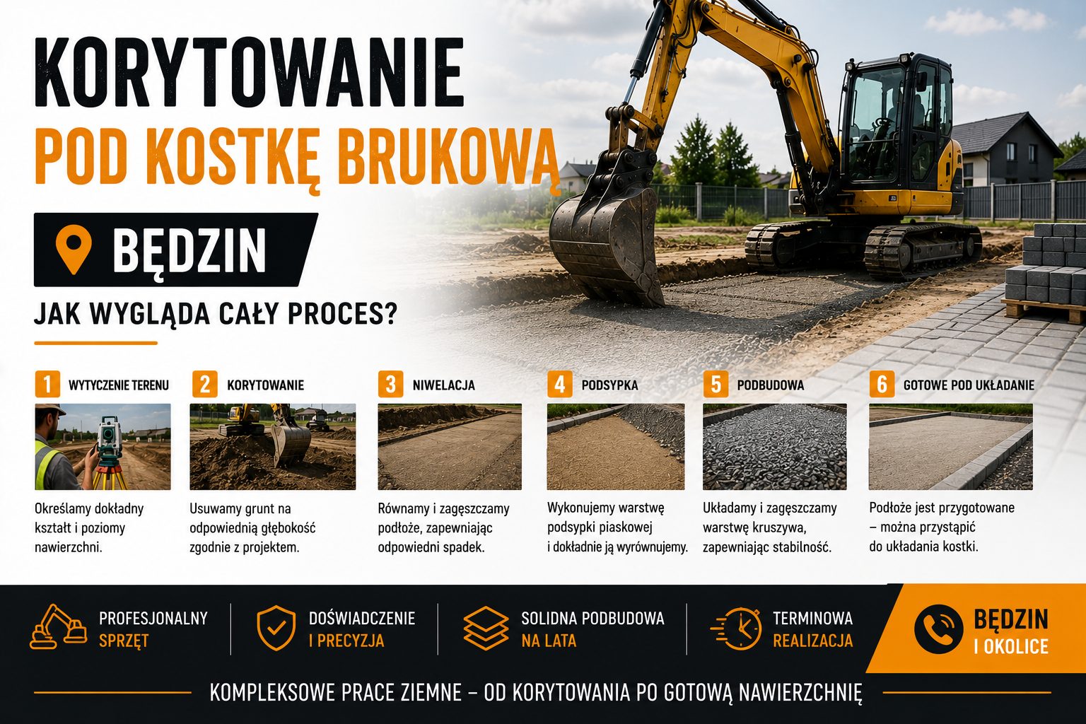 Korytowanie pod kostkę brukową Będzin – jak wygląda cały proces?