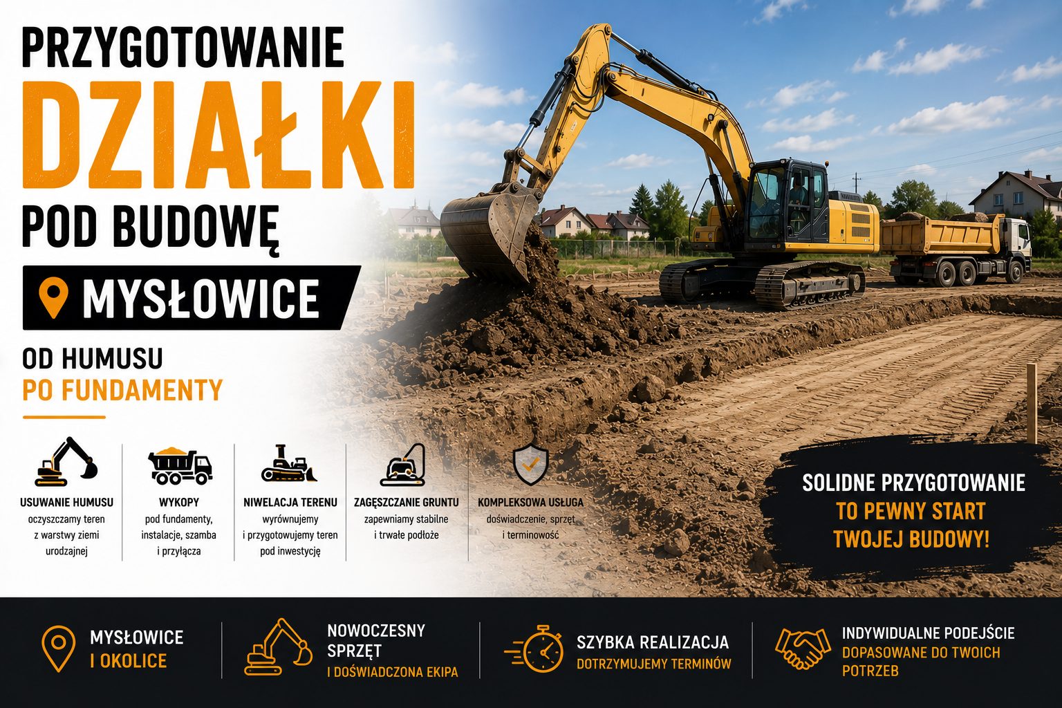 Przygotowanie działki pod budowę Mysłowice – od humusu po fundamenty