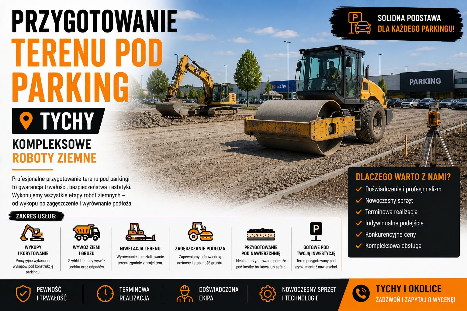 Przygotowanie terenu pod parking Tychy