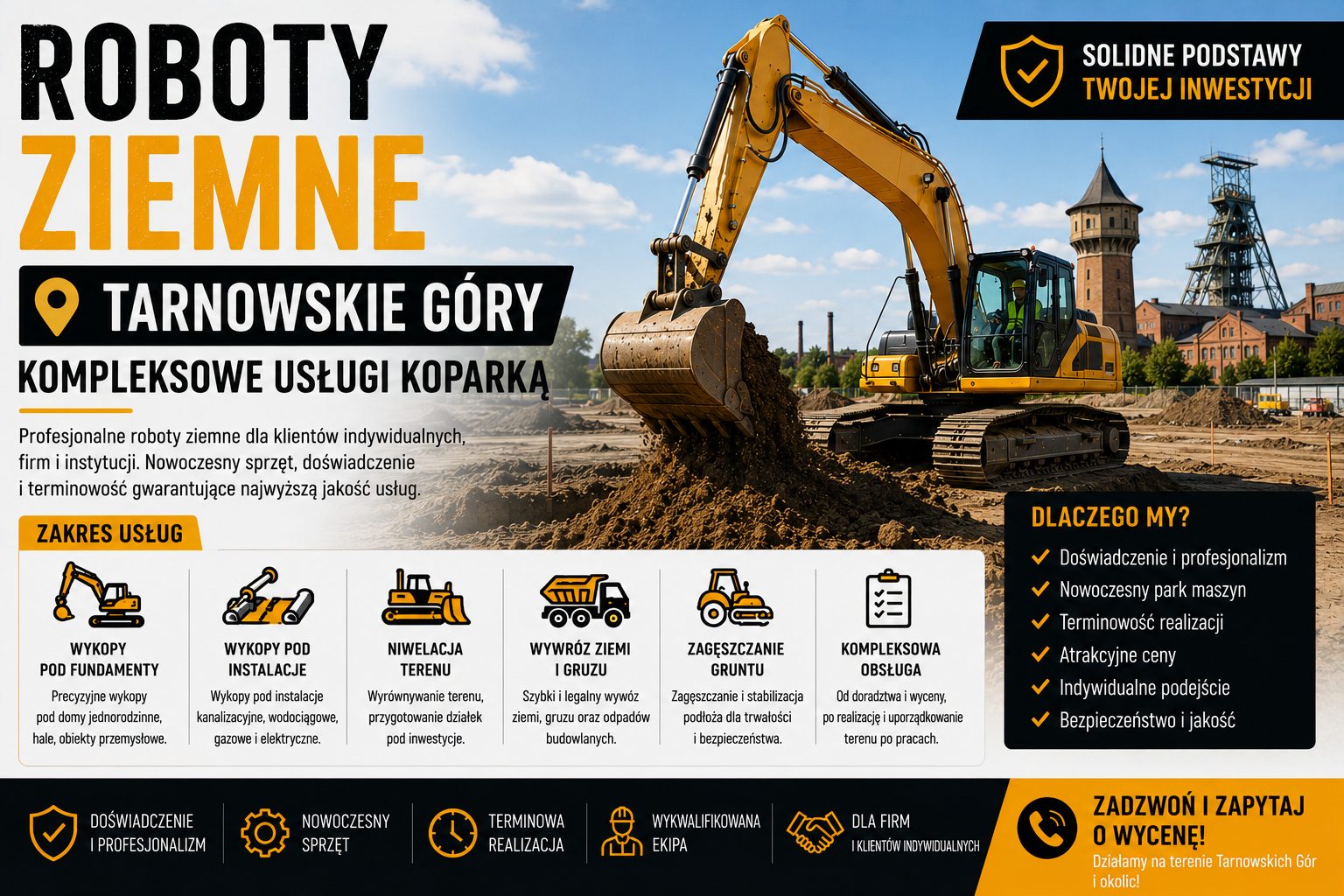 Roboty ziemne Tarnowskie Góry | Kompleksowe usługi koparką