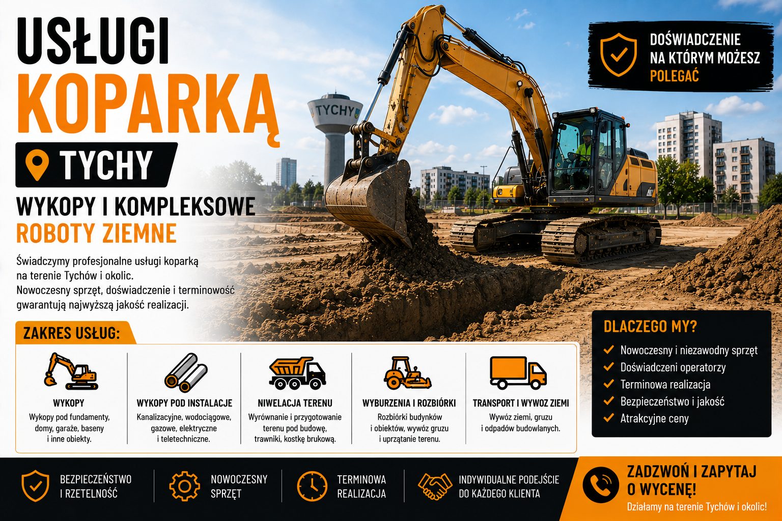 Usługi koparką Tychy | Wykopy i kompleksowe roboty ziemne