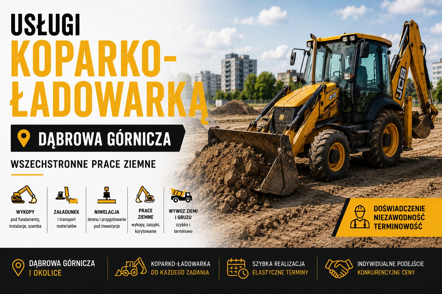 Usługi koparko ładowarką Dąbrowa Górnicza – wszechstronne prace ziemne