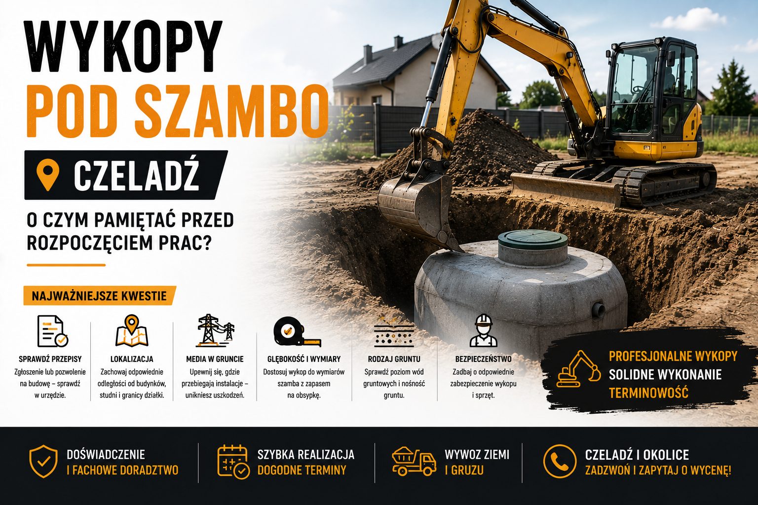 Wykopy pod szambo Czeladź – o czym pamiętać przed rozpoczęciem prac?