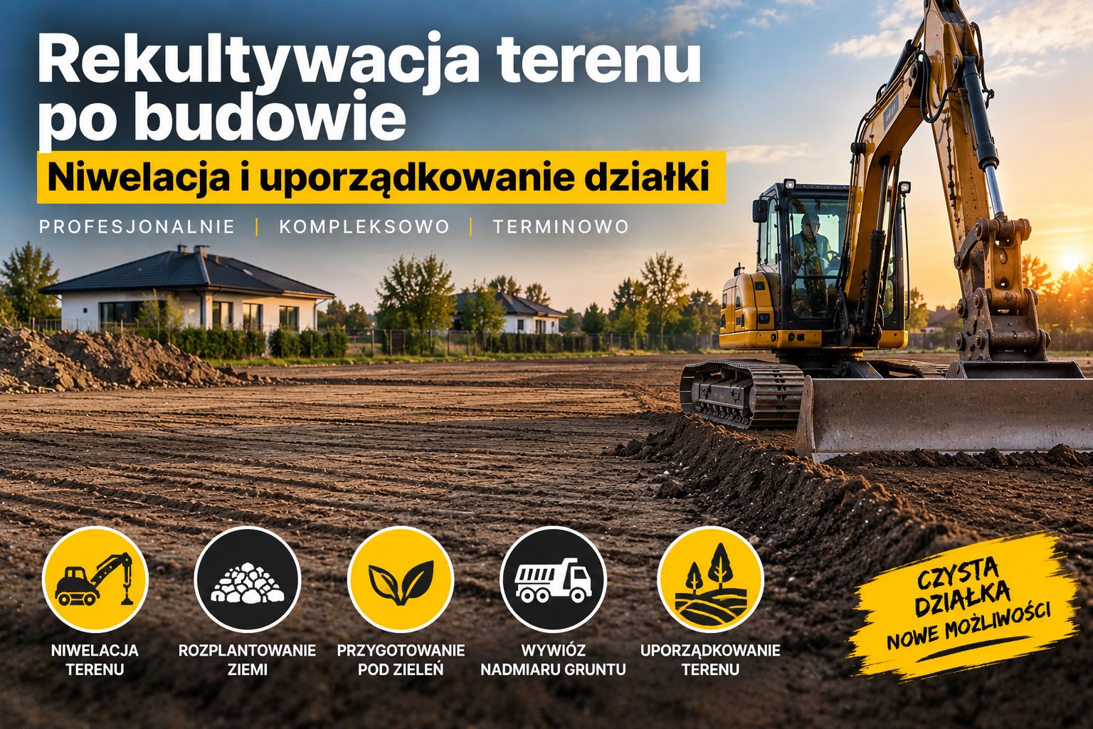 Rekultywacja terenu po budowie | Niwelacja i uporządkowanie działki