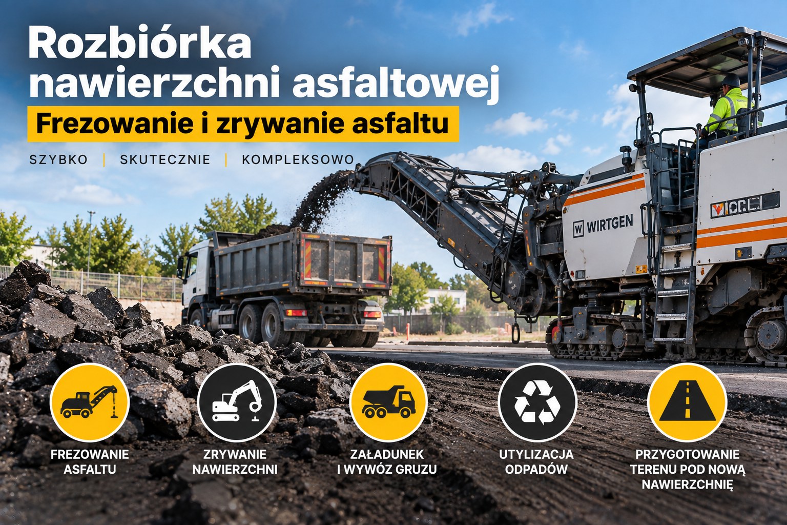 Rozbiórka nawierzchni asfaltowej | Frezowanie i zrywanie asfaltu