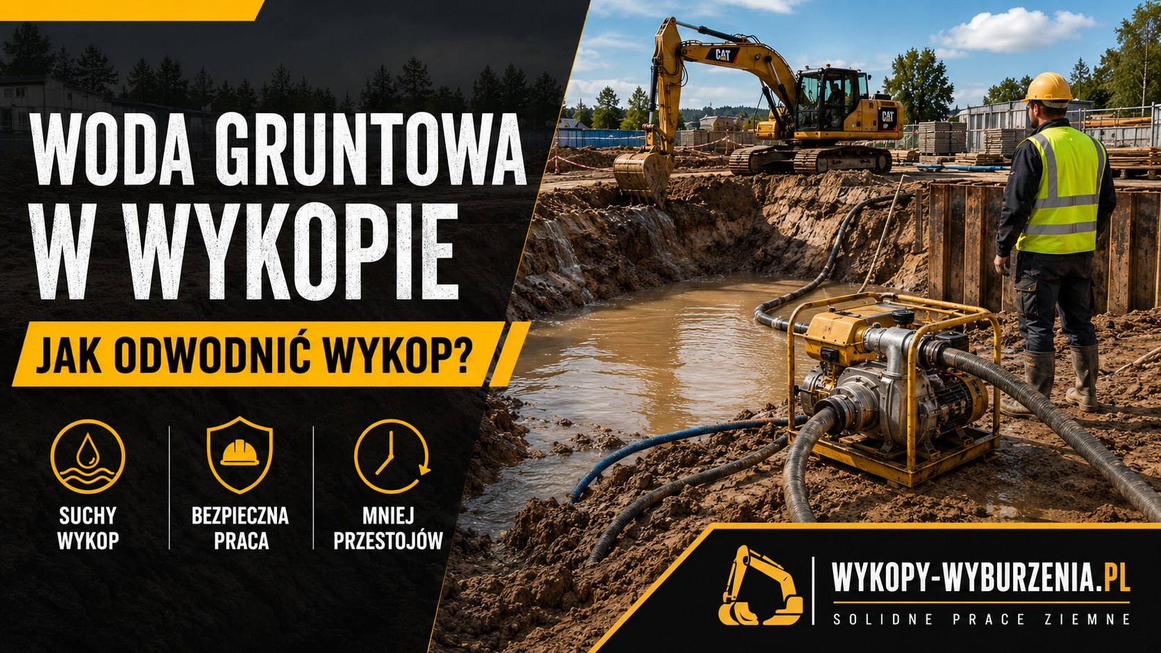 Woda gruntowa w wykopie | Jak odwodnić wykop?