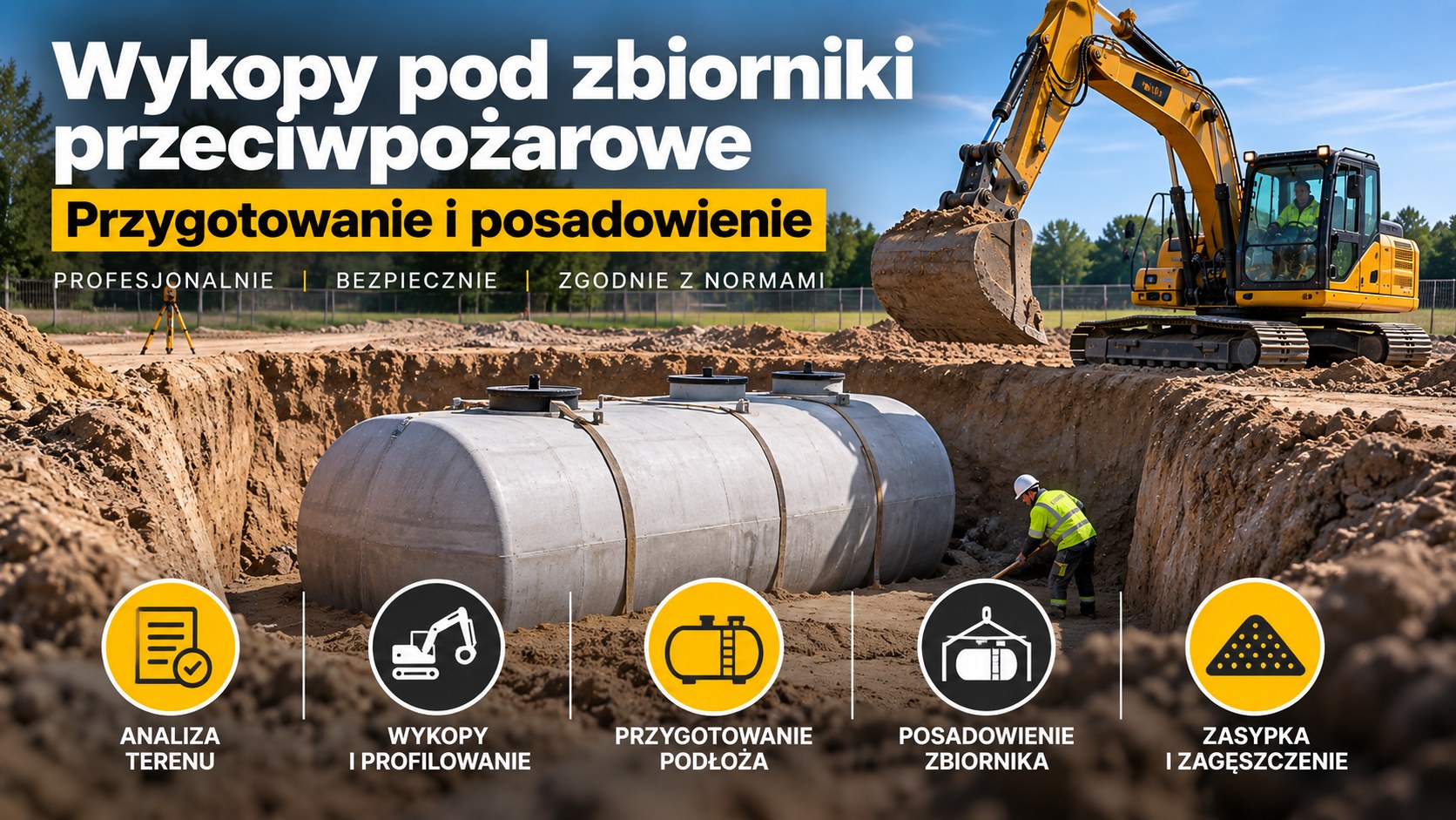 Wykopy pod zbiorniki przeciwpożarowe | Przygotowanie i posadowienie