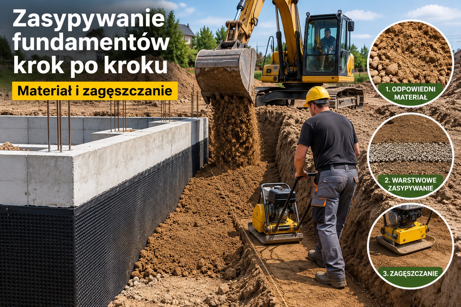 Zasypywanie fundamentów krok po kroku | Materiał i zagęszczanie